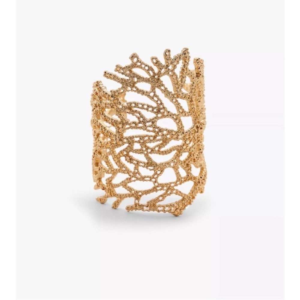 NWT Zara Gold Coral Reef Cuff Bracelet - Brand New Statement Jewelry Mermaidcore